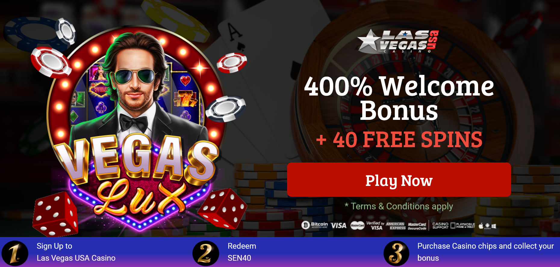 400% Welcome Bonus + 40 FREE
                SPINS