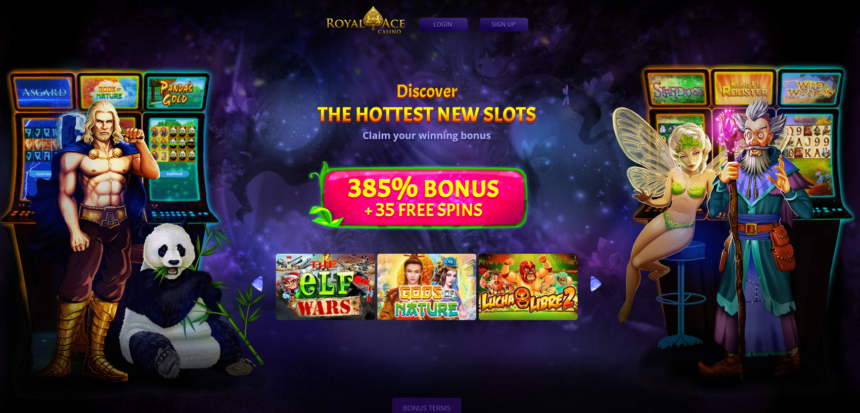 Royal Ace│ 385% BONUS + 35 FREE SPINS