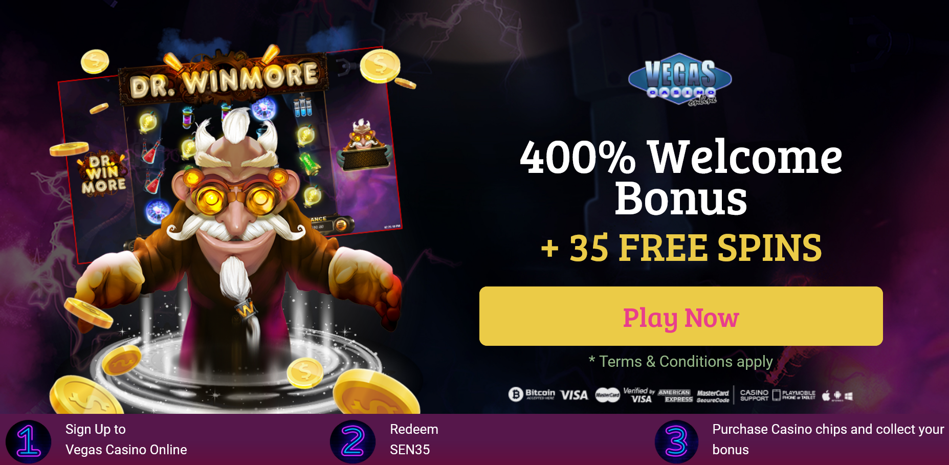 400% Welcome Bonus + 35 FREE SPINS