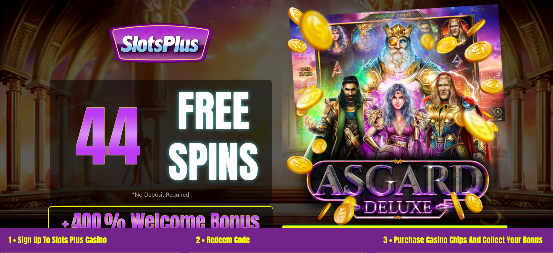 Slots Plus Casino-%400 WELCOME
                BONUS + 44 FREE SPINS